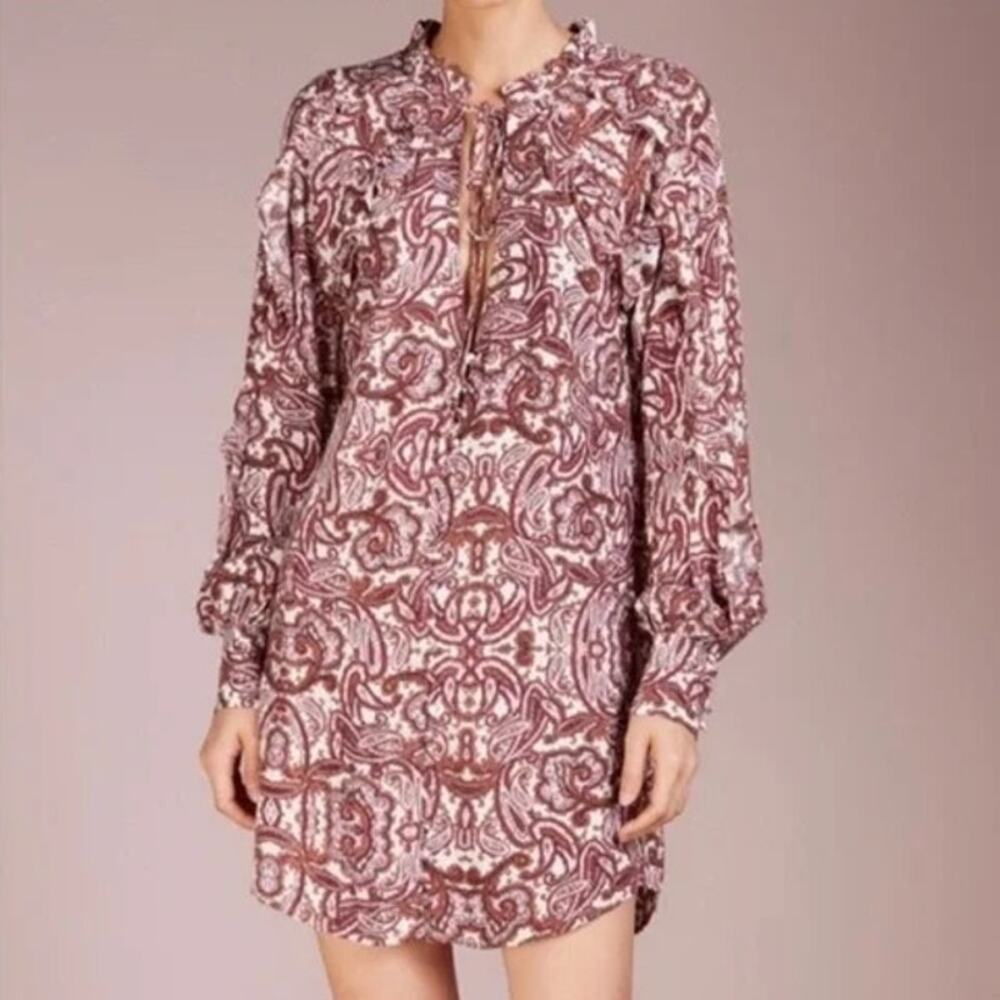 For Love & Lemons Womens Romy Paisley Dress Medium Boho Long Sleeve